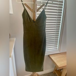 Sage green light velvet dress worn once